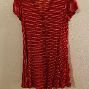 mini red polka-dotted dress